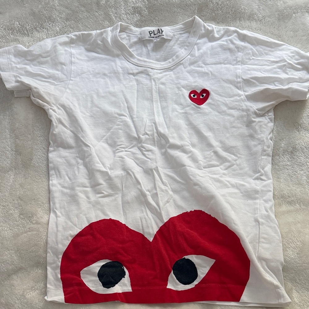 Comme des Garcons Kids White Tee with Red heart